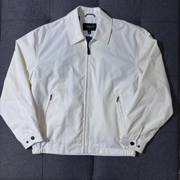 London Fog Jacket Men Large Cream Bomber Lightweight Classic - Picture 3 of 8